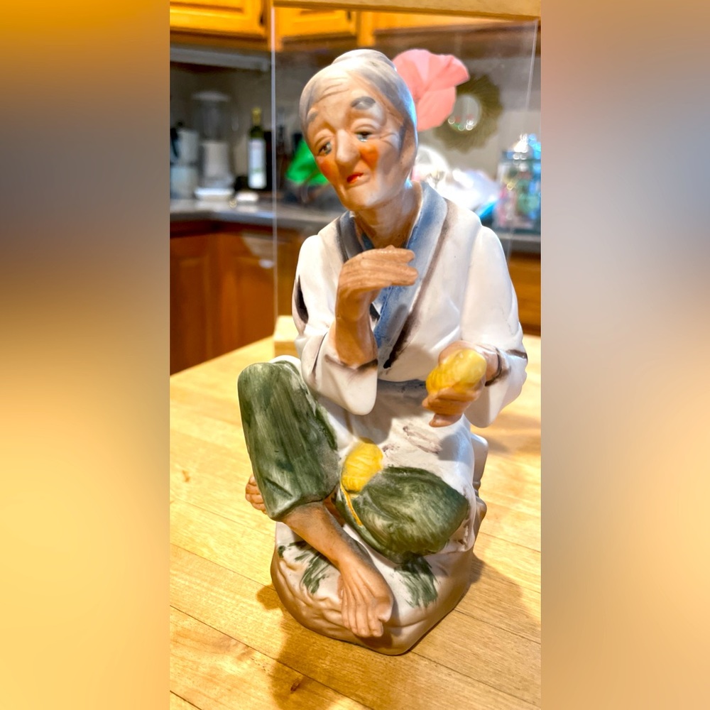 Vintage Porcelain Japanese Figurine Old Grandmother